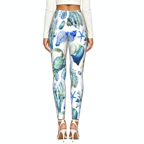 Leggings de yoga para el hogar y descanso con estampado de caracolas de cangrejo cómodos 4