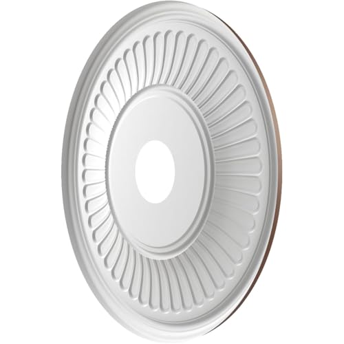 Image of Ekena Millwork CMP19BEDRU Berkshire Thermoformed PVC Ceiling Medallion (Fits Canopies up to 8 3 /8 inch), 19 inchOD x 3 1 /2 inchID x 1 inchP, Universal Aged Metallic Rust