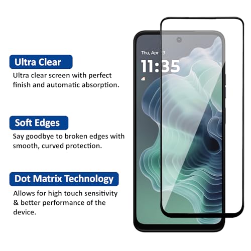 Image of AIBEX Tempered Glass for Motorola Moto G35 (6.72 Inch) / Realme C63 5G | 9H Hardness | Anti-Fingerprint | Water Resistant | Edge-to-Edge Full Screen Protector | Bubble-Free Installation