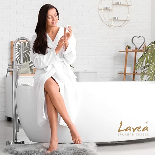 Lavea Mexico – Bademantel Damen & Herren aus 100% Baumwolle – weicher Frottee Morgenmantel mit Kapuze, Unisex Design, Ideal für Sauna & Zuhause, saugstark & pflegeleicht