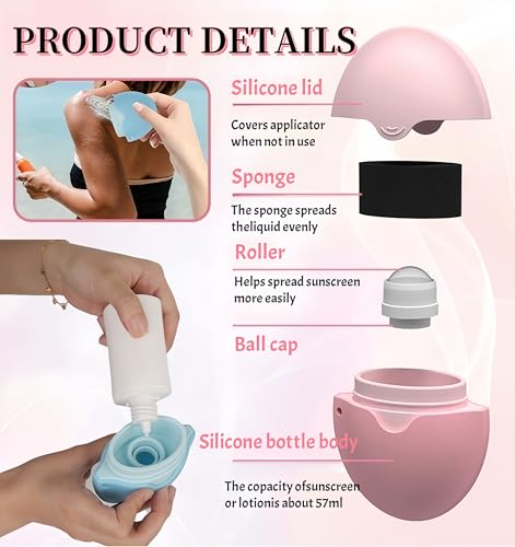 Image of Sunscreen Applicator - Portable BPA-Free Refillable Roll-On Sponge with Replacement Heads - Smooth, Mess-Free Application for Kids, Adults & Families - Perfect Travel Size (Blue)