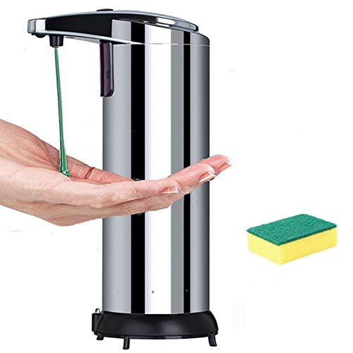 DREAMWIN Soap Dispenser, Touchless Automatic Soap Dispenser, Upgraded Waterproof Base Infrared Motion Sensor Stainless Steel Dish Liquid Hands-Free Auto Hand Soap Dispenser