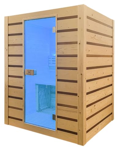 Holl's Sauna Eccolo 2 posti 150 x 130 x 190 cm + Poele HARVIA Vega 3,5 kW + Pietre per stufa 20 kg Ø 5-10 cm