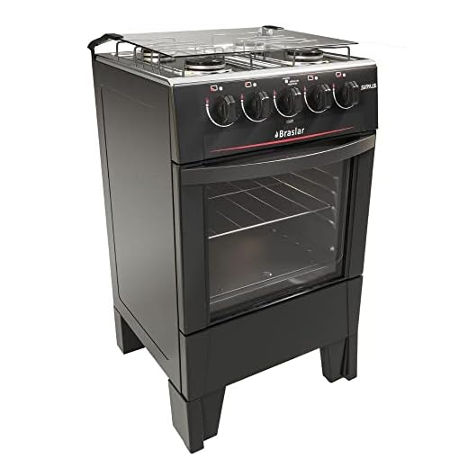 Fogão 4 Bocas Sirius sem Acendimento Automático, Preto, Braslar
