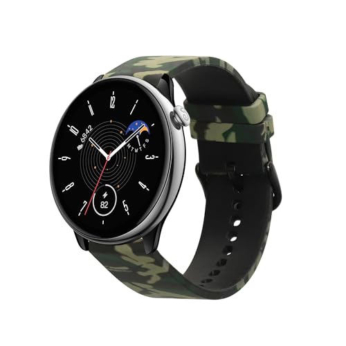 kwmobile Armband kompatibel mit Huami Amazfit GTR Mini/GTS 4 Mini/GTS 3 / Amazfit Active 2 / Active Edge Armband - Fitnesstracker Sportarmband Band aus TPU - Camouflage Schwarz Hellgr&uuml;n Dunkelgr&uuml;n
