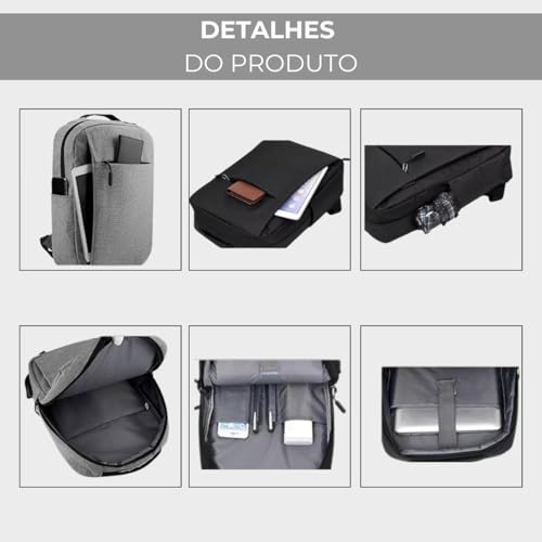 Mochila Executiva Notebook Slim Faculdade Trabalho Viagem Passeio Reforçada com Porta USB 15,6'' (