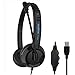 Produktbild USB PC Headset mit Mikrofon, Noise Cancelling & Lautstärkeregler, Stereo PC Kopfhörer für Business Skype, Call Center, Office Computer, Klarere Stimme