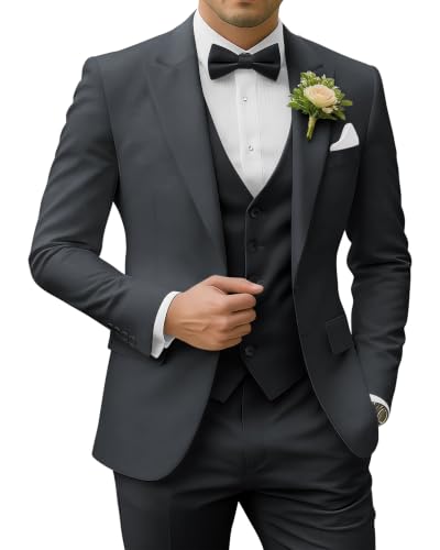 SPTALLFITJSV Steel Grey Suits for Men 3 Pieces, Large
