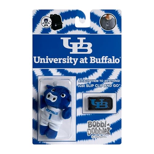 Bobbi-Dobbiez Attachable Plushie University at Buffalo Victor E. Bull Mascot – Attaches to Backpacks, Bags, Shoes, Water Bottles, and More