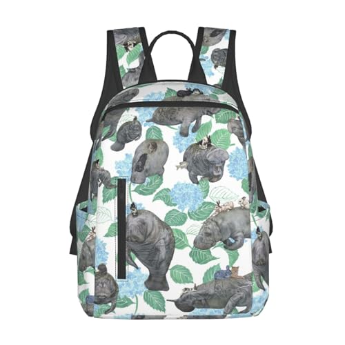Sac à dos imprimé lapins lamantins noir et blanc pour voyage loisirs et travail