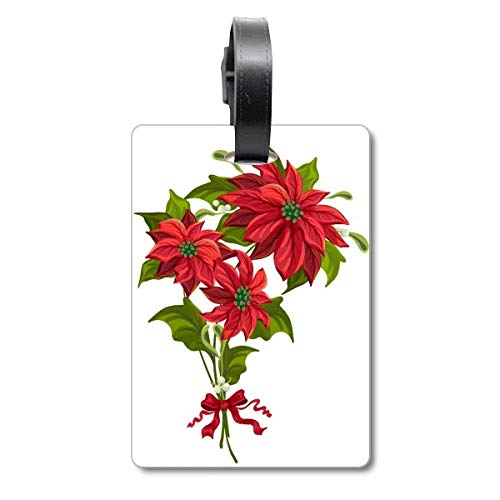 Étiquette d'identification valise motif bouquet de Poinsettia Rouge chic et durable