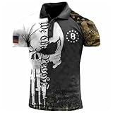 famesale Hommes Outdoor Drapeau américain Tactique Sports Polo Manches Courtes Breathable Loose Polo T-Shirt