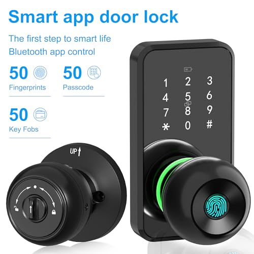 Smart Door Lock with Knob, LinkThai Keyless Entry Fingerprint Lock with Touchscreen Keypad - image 9