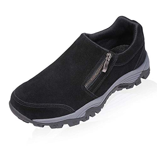 SILENTCARE Mens Slip On Hiking Shoes Lightweight Breathable Outdoor Trailing Trekking Walking Shoes Casual Loafers Black