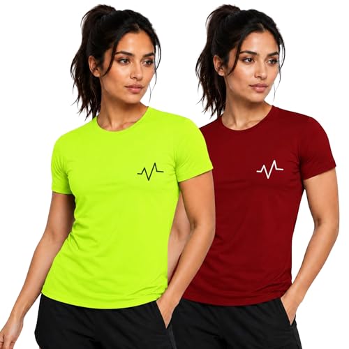 Image of 3Colors Women's Active Dry Fit Sports Active T-Shirt | Quick Dry Gym Workout Tee | Athletic Running Training Top-Active Signal