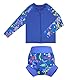 MOEMOE BABY Badeanzug für Kinder Jungen, UPF 50+, UV Badebekleidung mit Langarm T-Shirt und schwimmwindeln M