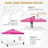 EAGLE PEAK Namiot-Retina Samorozwijany z Torbą Transportową na Kołach, 8 Špilkami, 4 Liniami Stabilizującymi, 4 Torbami do Napełnienia, Łatwy w Montażu, 3x3 m, Różowy
