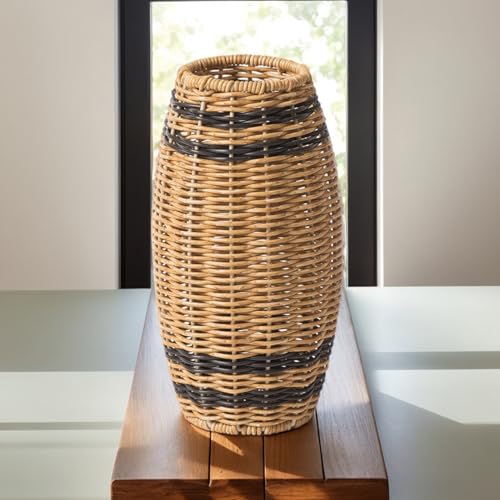 Vase de fleurs rustique en rotin synthétique tressé pour décoration de mariage champêtre - 7