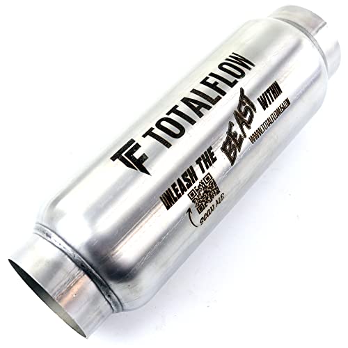 TOTALFLOW 2103 Mini Race Exhaust Muffler | 409 Stainless Steel | 2.25" Inner Diameter Inlet - 2.25" Outer Diameter Outlet | Resonator