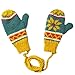 BIBITIME Crochet Snowflakes Gloves Handmade Knitted Unisex Adult Mittens Winter Warm (One Size for Adult, Yellow Peacock)