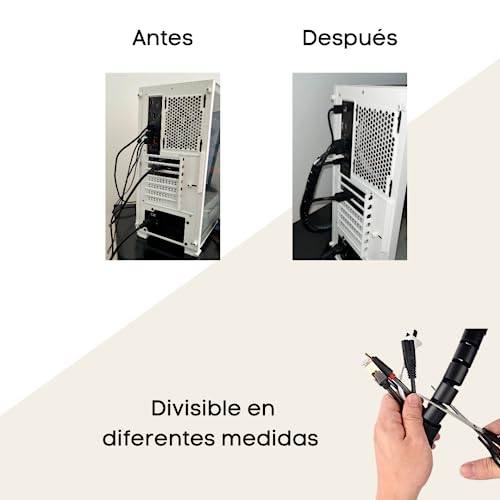 Miniatura 2 de Kapavela Protector Recoge Cables De 2,5m Y 22mm, Organizador Para Esconder Y Cubrir Cables De La Tv O Escritorio, Protector De Cable Para Mascotas, Incluye Guías Para Ordenar Y Sujetar Cables