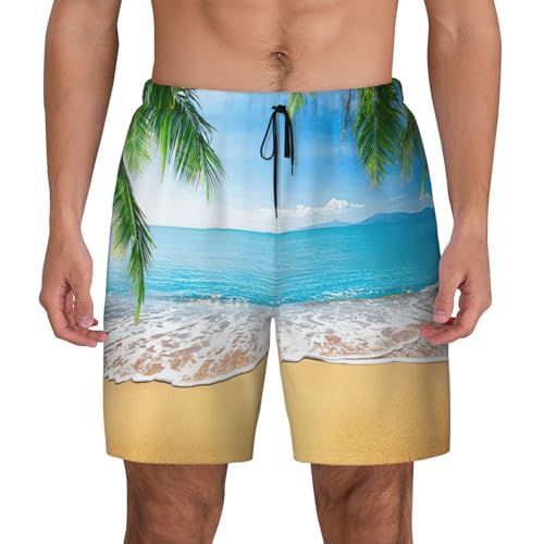 Maillot de bain homme imprimé palmier anti frottement avec short de compression