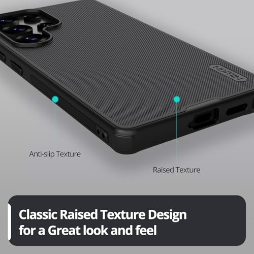 Image of Nillkin Phone Case for Samsung Galaxy S25 Ultra 6.8 inch with Magnetic Wireless Charging, MagSafe Case Compatible with Lens & Screen Protection, Thin & Light Cover, Raised Texture Design, Black
