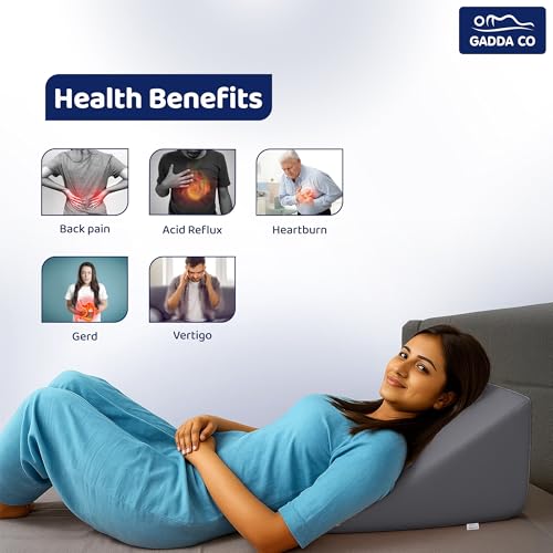 Image of GADDA CO Wedge Pillows for Bed | Premium Memory Foam Orthopedic Wedge Cushion for Sleeping, Acid Reflux & GERD Relief |Back Pain, Snoring & Sleep Apnea Support | Leg Elevation | Grey (18x17.5x11 Inch)