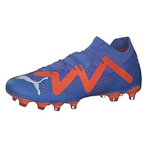 PUMA Future Match voor dames Fg/Ag WN’s voetbalschoen, Blue Glimmer PUMA Wit Ultra Oranje, 40 EU