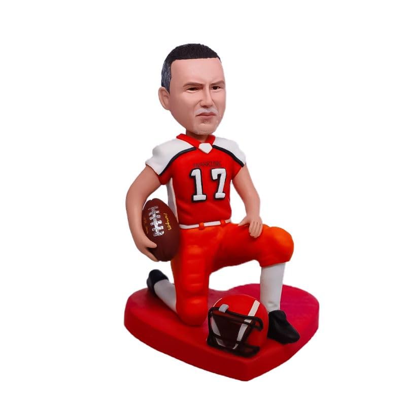 mydedor Custom Bobble Heads Figurine, Football Palyed Custom Bobble Head for Man, Bobble Head Figures Handmade Personalized Sculpture Gift for Male