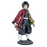 mcfarlane toys demon slayer giyu tomioka, action figure da 17,8 cm, incredibilmente dettagliata, da collezione, con ultra articolazione, spada e demon slayer theme