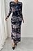 BTFBM Wedding Guest Dresses for Women Fall Fashion 2025 Bodycon Long Sleeve Boho Mesh Party Cocktail Floral Maxi Dress(Navy, Small)