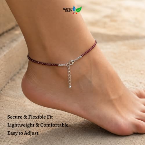 Image of Raw Pyrite, Money Magnet, Dhanyog, Garnet, Black Obsidian Evil Eye Anklet | Stone of Money, Protection & Power | Natural Healing Crystal Anklet for Women | Spiritual Jewellery for Women | Gift for Woman & Girlfriend