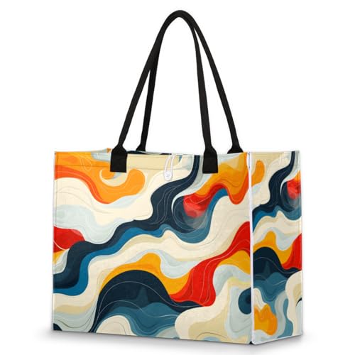 Abstract Colored Cloud Tote Bag for Women Large Beach Bag Reusable Tote Bags for Work Travel Beach Shopping