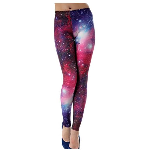 Aivtalk Moda Leggings Skinny Pantalones Lápiz Elásticos Pants para Mujer - Estampado de Galaxia Violeta