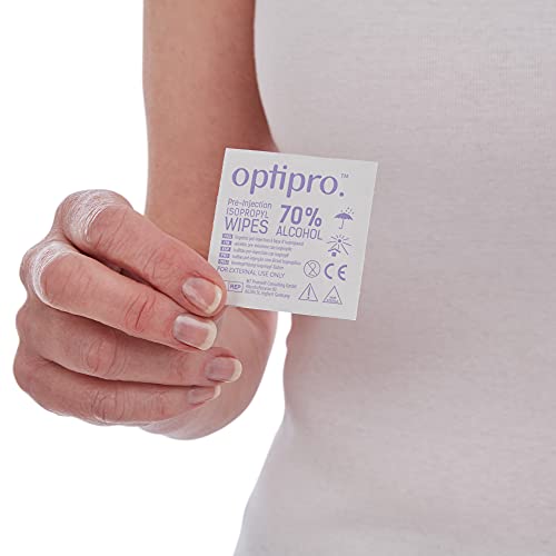 OptiPro Pre-Injection Wipes (x100) - Individually Wrapped Disposable Medical Skin Cleaning Easy-Tear 70% Isopropyl Alcohol Sachet (100 Wipes) (Packaging May Vary) (100 Wipes) - Image 3