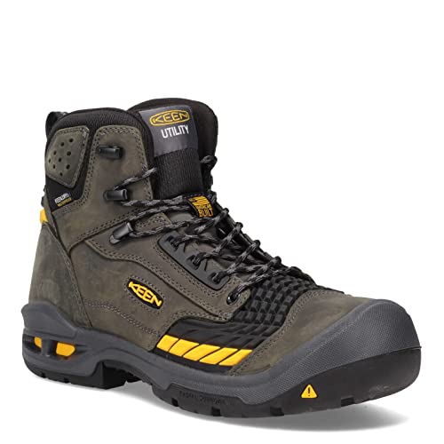 KEEN Utility Men's Troy 6 KBF Composite Toe Waterproof Work Boots Construction, Magnet/Black, 12