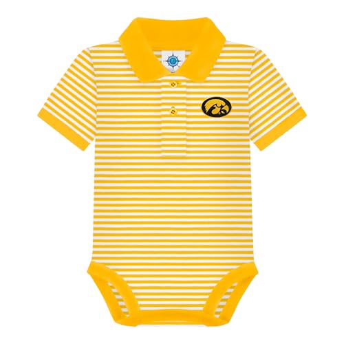 Image of Creative Knitwear College Baby Striped Polo Bodysuit - Team Logo, Multiple Colors, for Boys & Girls (0-12 Months)