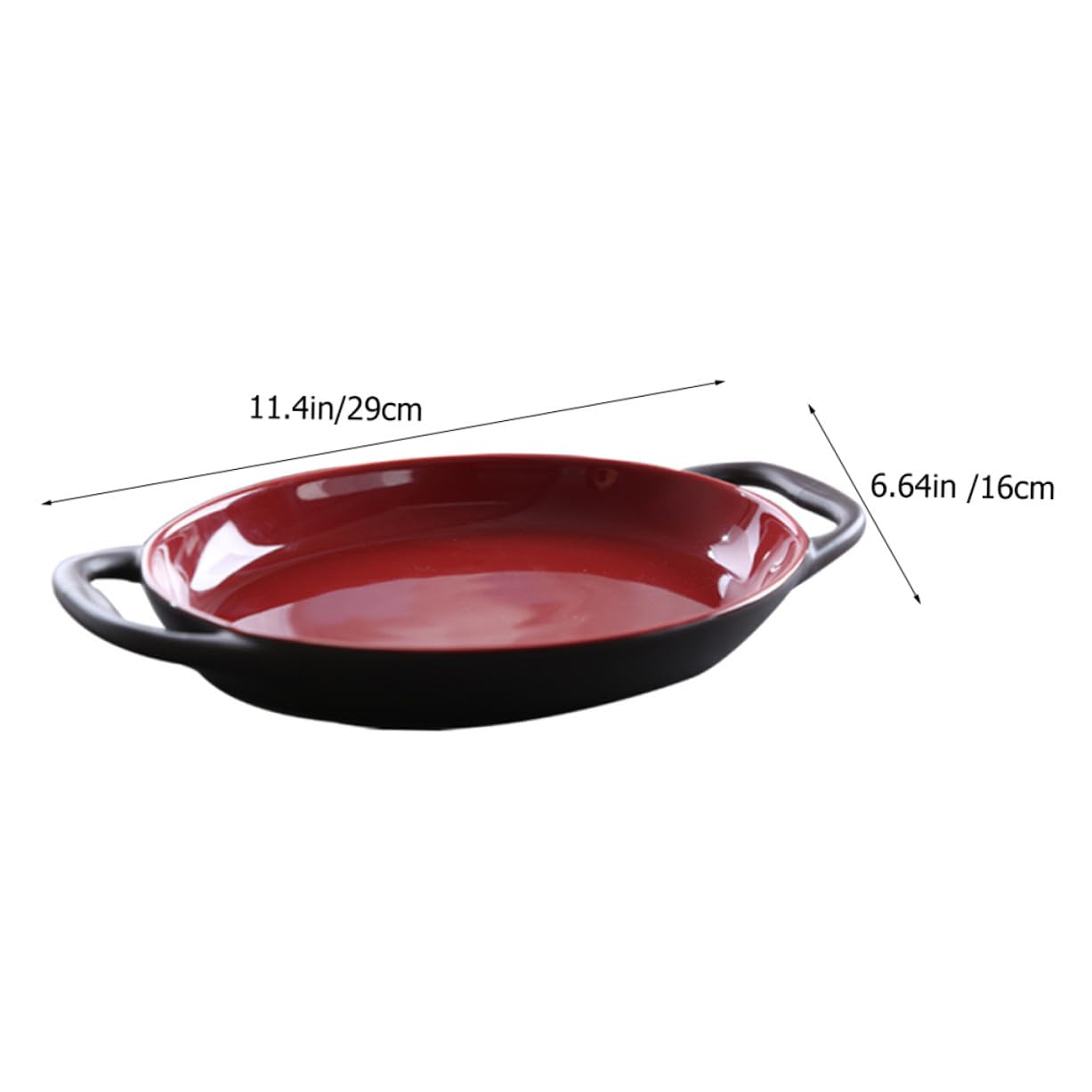 NUOBESTY Keramik Backform mit Doppelgriffen Hitzebeständig Kratzfest Ofenfest Mikrowellengeeignet Spülmaschinenfest Eleganter Roter und Schwarzer Auflaufform für Salat Braten Backen