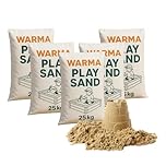25kg Bags Warma Premium Grade Play Sand - Non Toxic - Natural & Triple Washed - Suitable For Childrens Kids Indoor & Outdoor Sensory Play Areas Sandpits Sand Box Tables - 5 x 25kg Bags