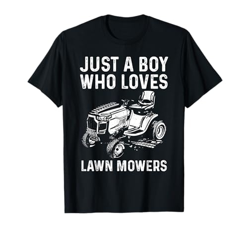Funny Lawn Mower For Boys Kids Gardening Landscaping Tractor T-Shirt