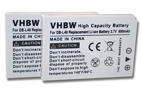 Batteries Sanyo DB-L40AU vhbw pour caméscope en panne