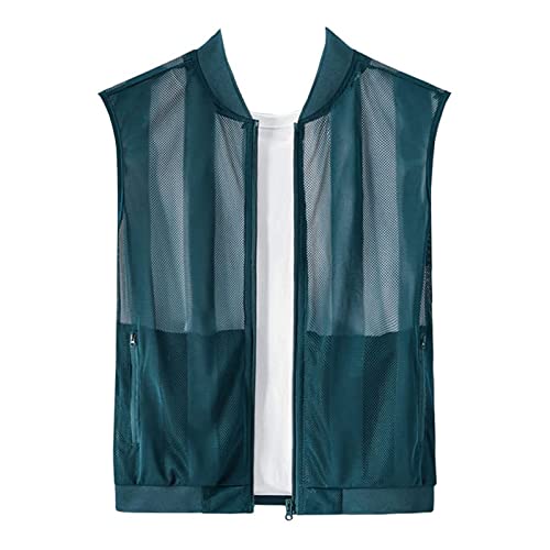 Sawmew Chaleco de Pesca para Exteriores para Hombre, Chaleco Ligero de Safari, Chaleco Multifuncional de Verano, Chaleco de Pesca de Nailon Transpirable (Color : Blue, Size : L) Cover