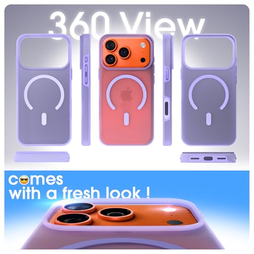 Image of Amazon Basics Back Cover for iPhone 17 Pro Max | Hybrid Design with Soft Silicone Edges & Hard Frosted TPU Back | Mag-Safe Compatible | Shockproof Design Back Case (Light Purple)