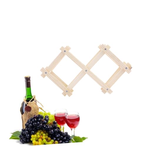SOLUSTRE Solid Wood Folding Wine Rack Tabletop Wine Holder for Bottles Burlywood Finish Stylish Display Stand for Kitchen Bar Home Decor