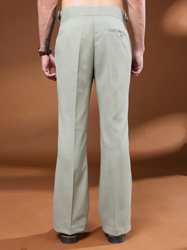 Image of Gurkha Pants for Men | Trouser for Men | Formal Pant | Single Buckle | Bell Bottom Trouser High Waist Pleated Casual Trousers | Flared Bottom Leg Pants for Office Smart Casual Travel Party