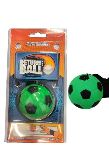 BLUECHOLON Pelotas Deportivas con Cuerda Elástica para Muñeca, 4 Modelos: Fútbol, Baloncesto, Béisbol, Tenis, Juego de Entrenamiento para Niños (Fútbol)