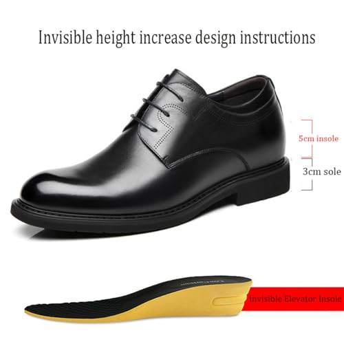Men's Elevator Dress Shoes Leather Business Oxford Shoes Modern Invisible Height Increasing Formal Lace-Ups Shoes, 314" (8Cm) Taller2