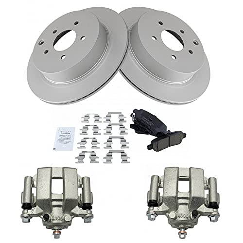Image of TRQ Rear Brake Pad and Rotor Set Ceramic Coated Vented Rotors Calipers
