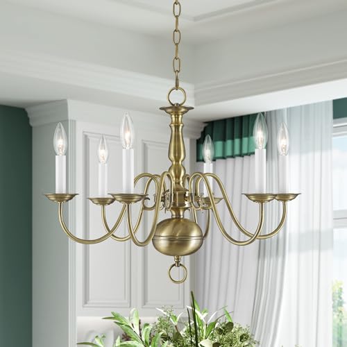 Livex Lighting 5006-01 Williamsburg 6 Light Antique Brass Chandelier thumb #2